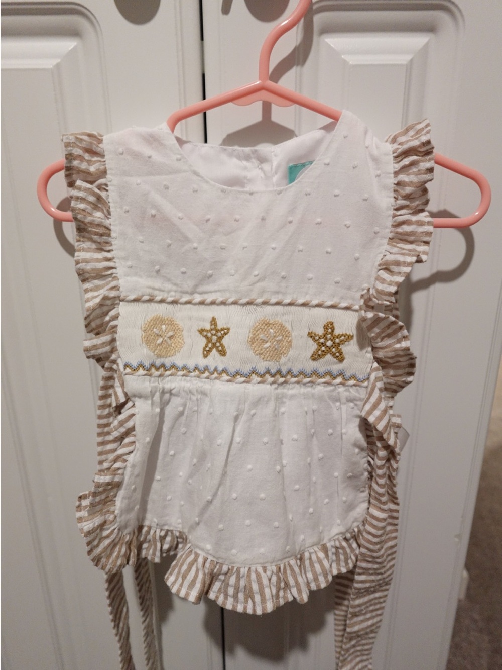 The Smocked Flamingo Side Tie Bloomer Set: 12M
